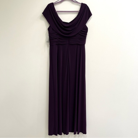 Alex Evenings Cowl Neck Matte Jersey Dress Pleated Bodice Embellishment Detail - Picture 3 of 11